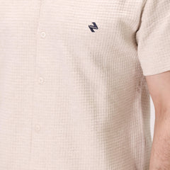 TEXTURED BUTTON DOWN SHIRT – OFF-WHITE