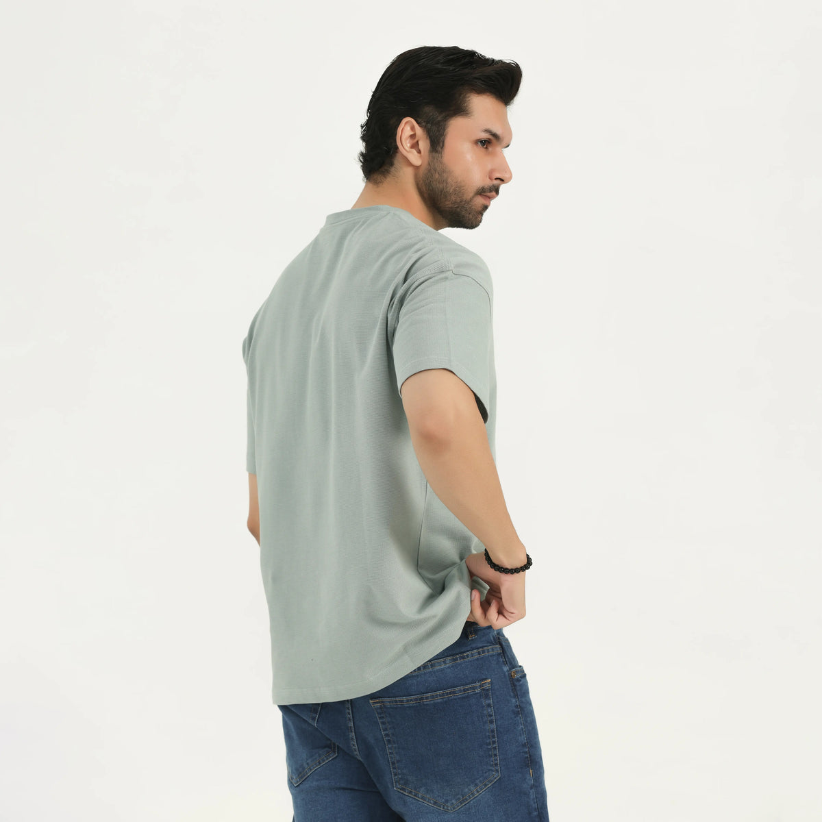 TEXTURED INTERLOCK COTTON T-SHIRT - SAGE