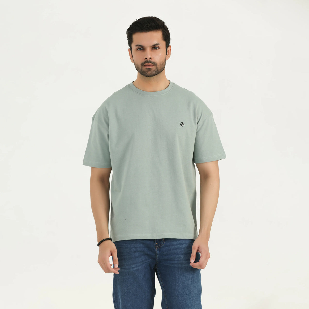 TEXTURED INTERLOCK COTTON T-SHIRT - SAGE