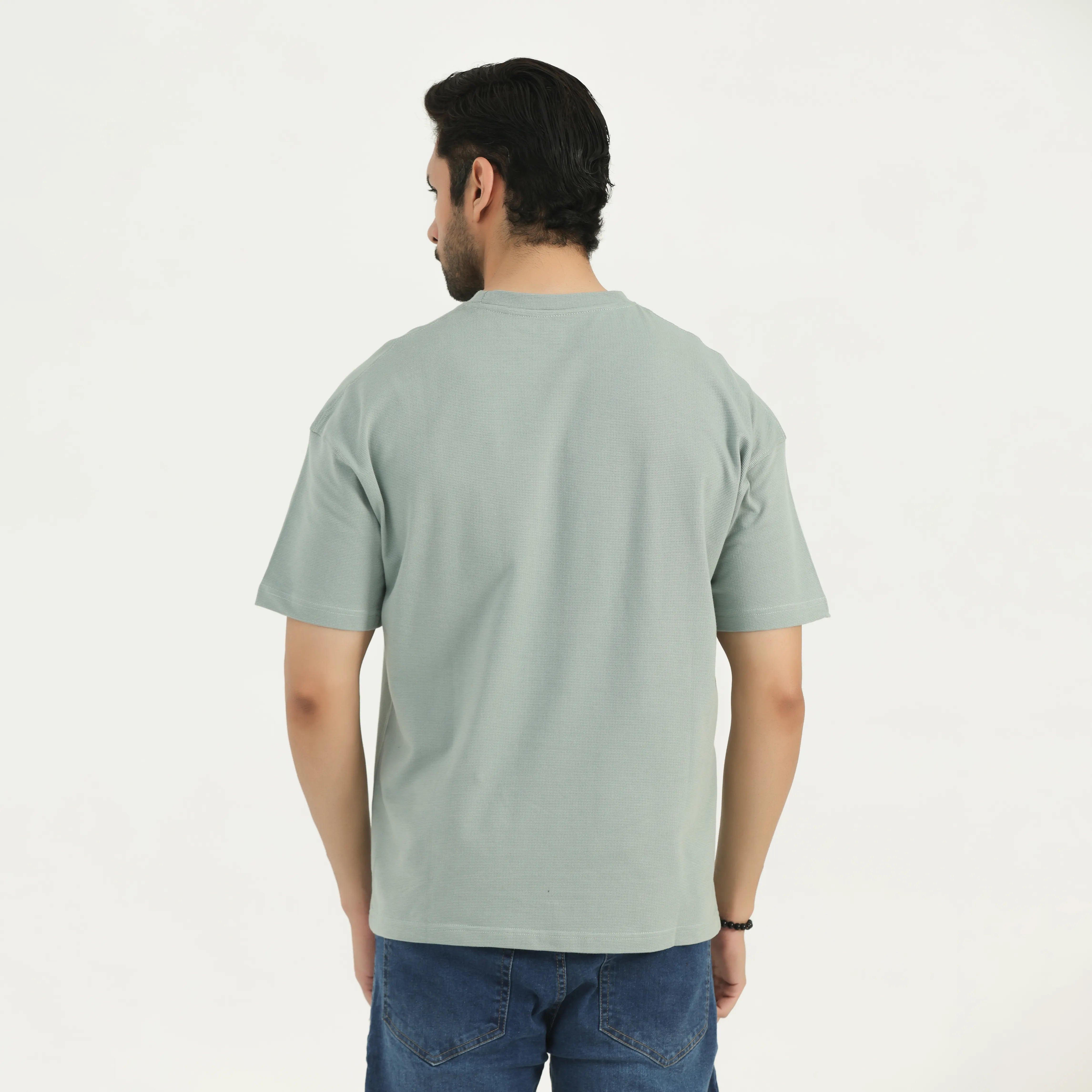 TEXTURED INTERLOCK COTTON T-SHIRT - SAGE