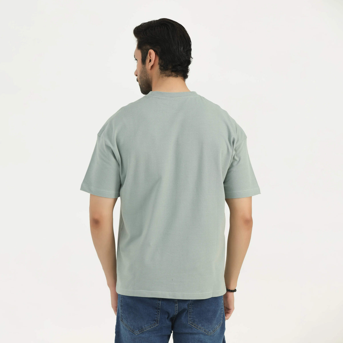 TEXTURED COTTON T-SHIRT SAGE NAVZA