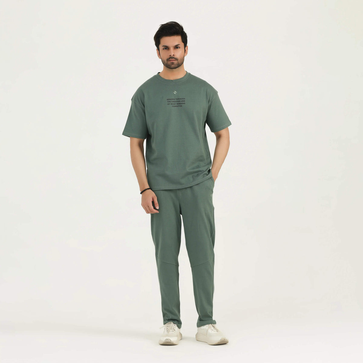 TEXTURED COTTON CO-ORD SET SAGE GREEN NAVZA