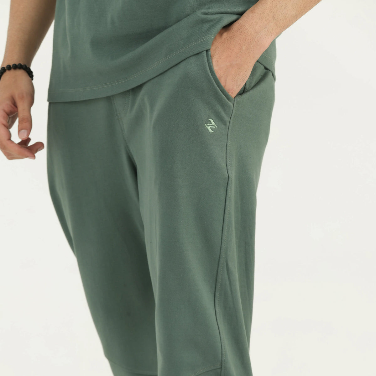 TEXTURED JACQUARD COTTON LOUNGE SET - SAGE GREEN