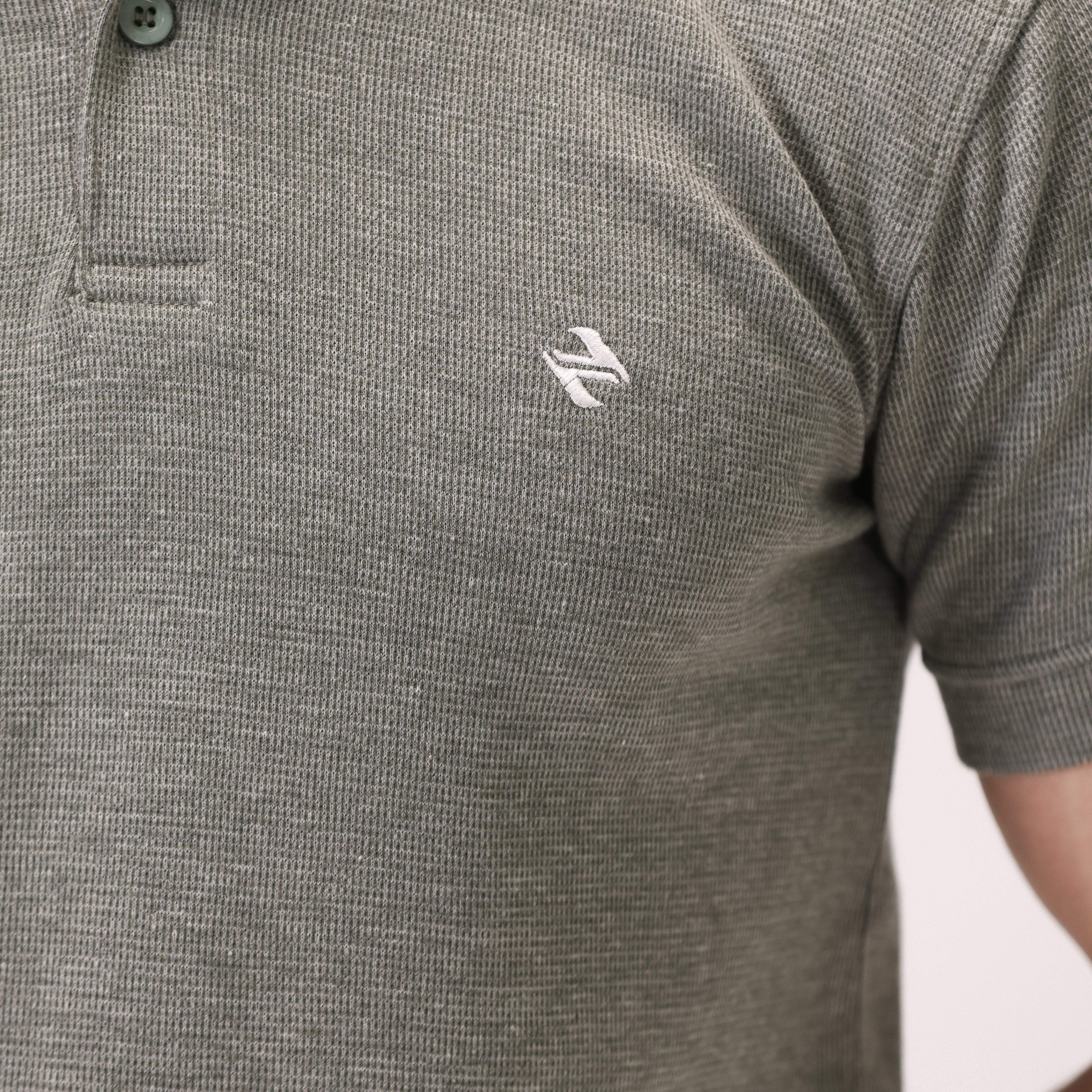 TEXTURED POLO SHIRT – OLIVE GREY