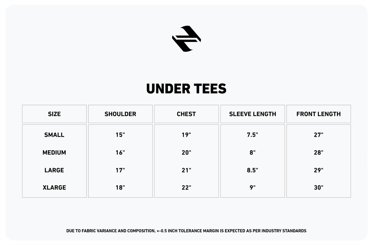 UNDERTEES SIZE CHART NAVZA