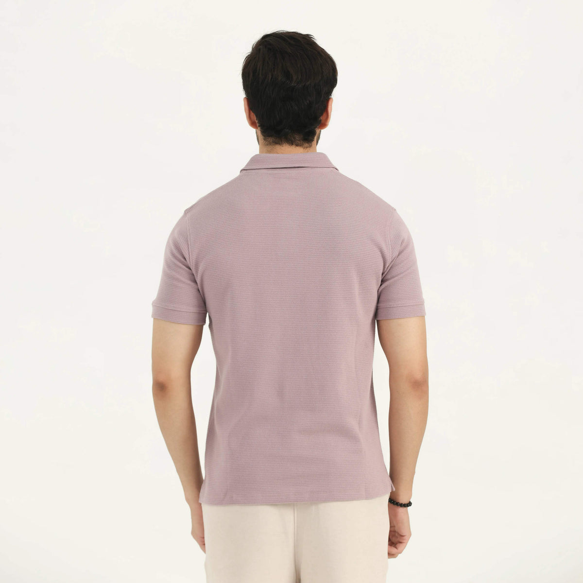 WAFFLE KNIT POLO SHIRT MAUVE NAVZA