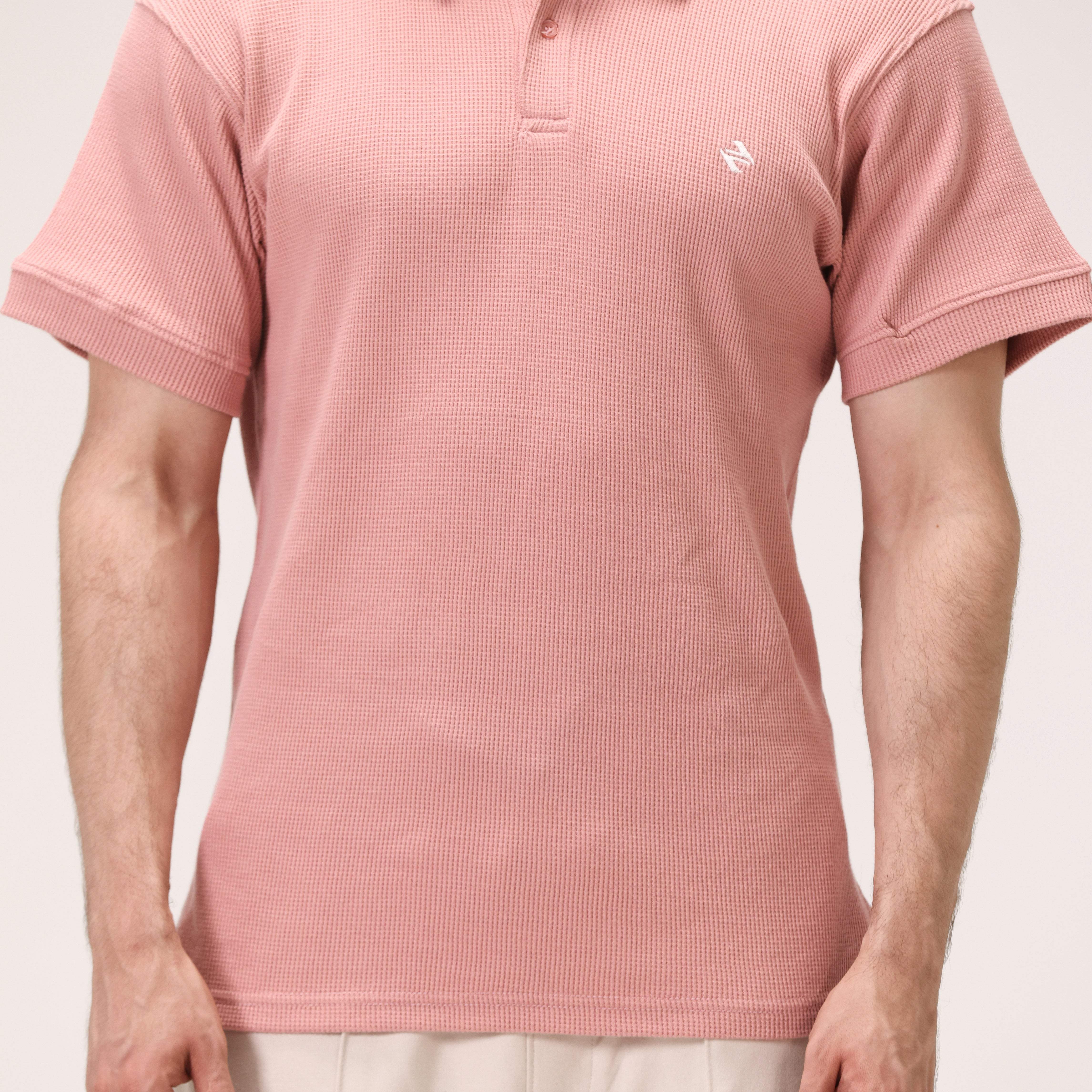 WAFFLE POLO SHIRT – PINK