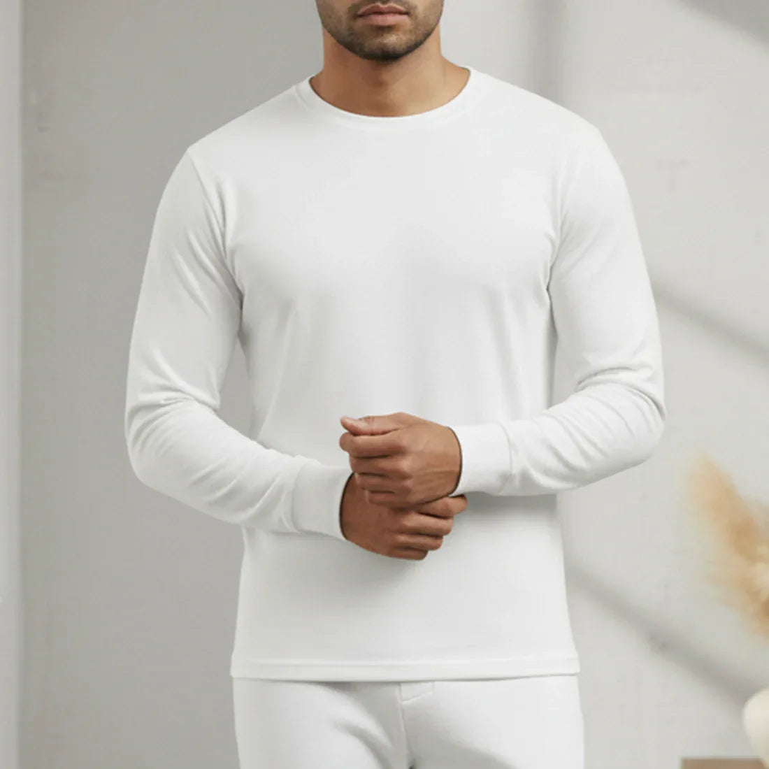 WHITE THERMAL FULL SLEEVES TOP - NAVZA