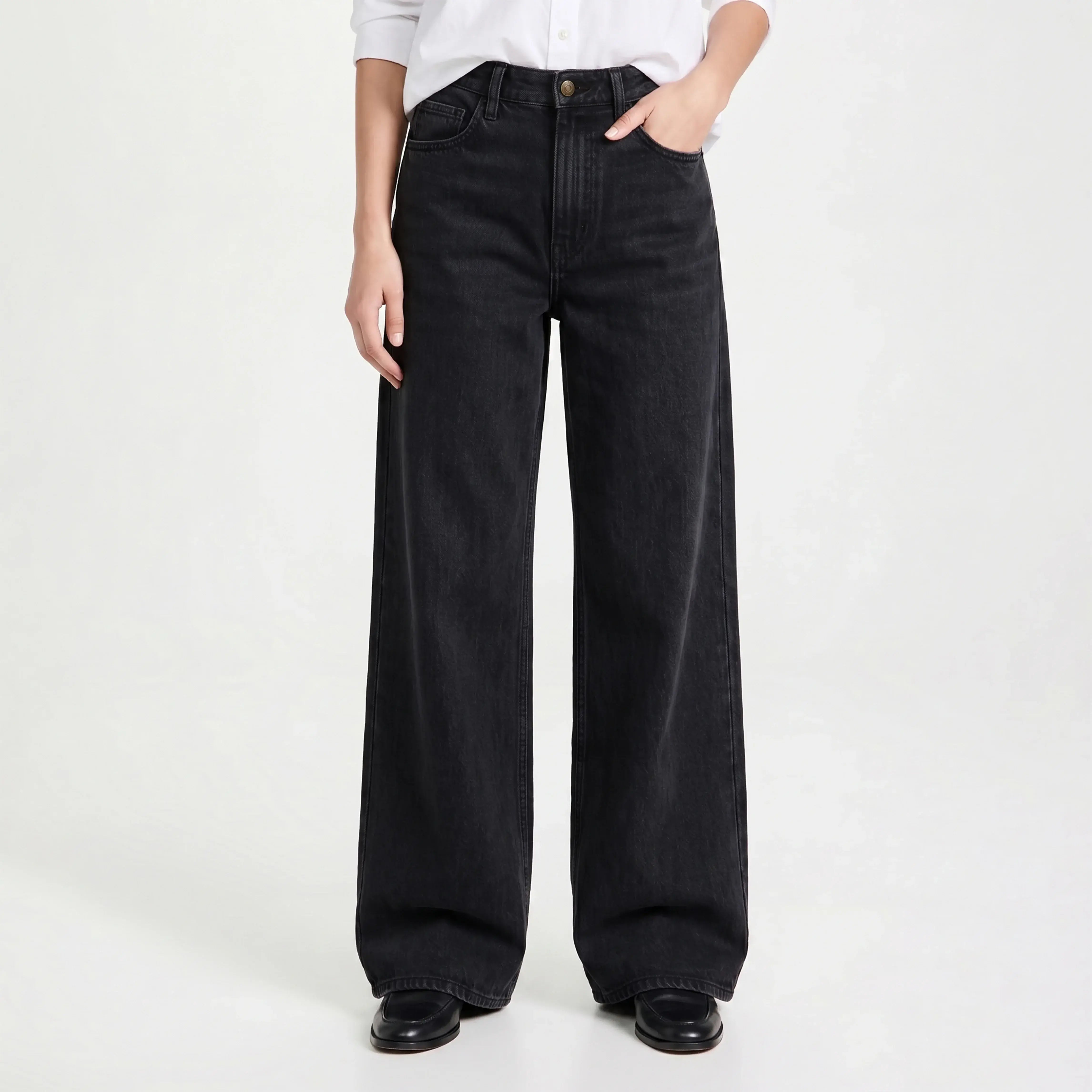 WIDE LEG DENIM - CHARCOAL BLACK