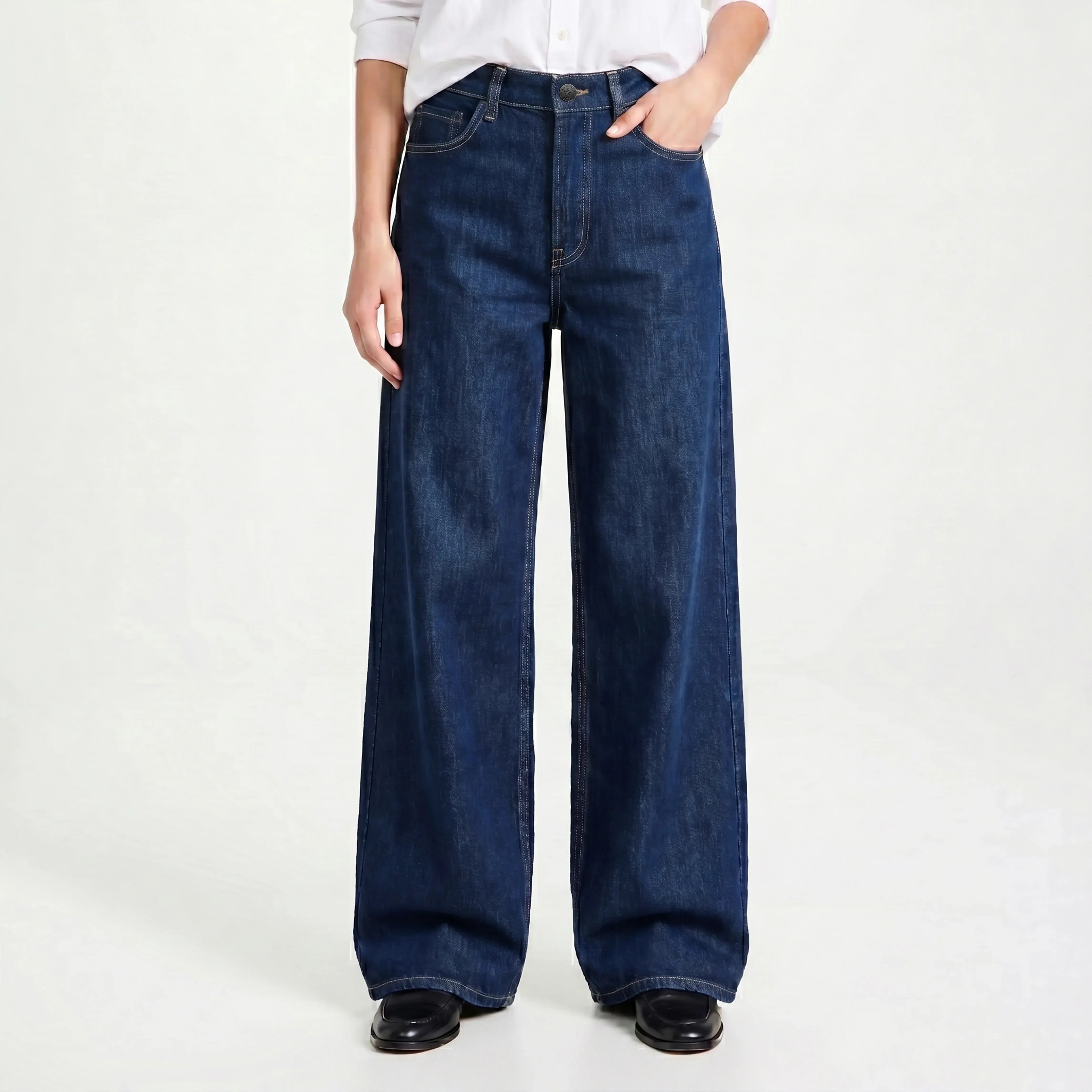 WIDE LEG DENIM - DARK BLUE