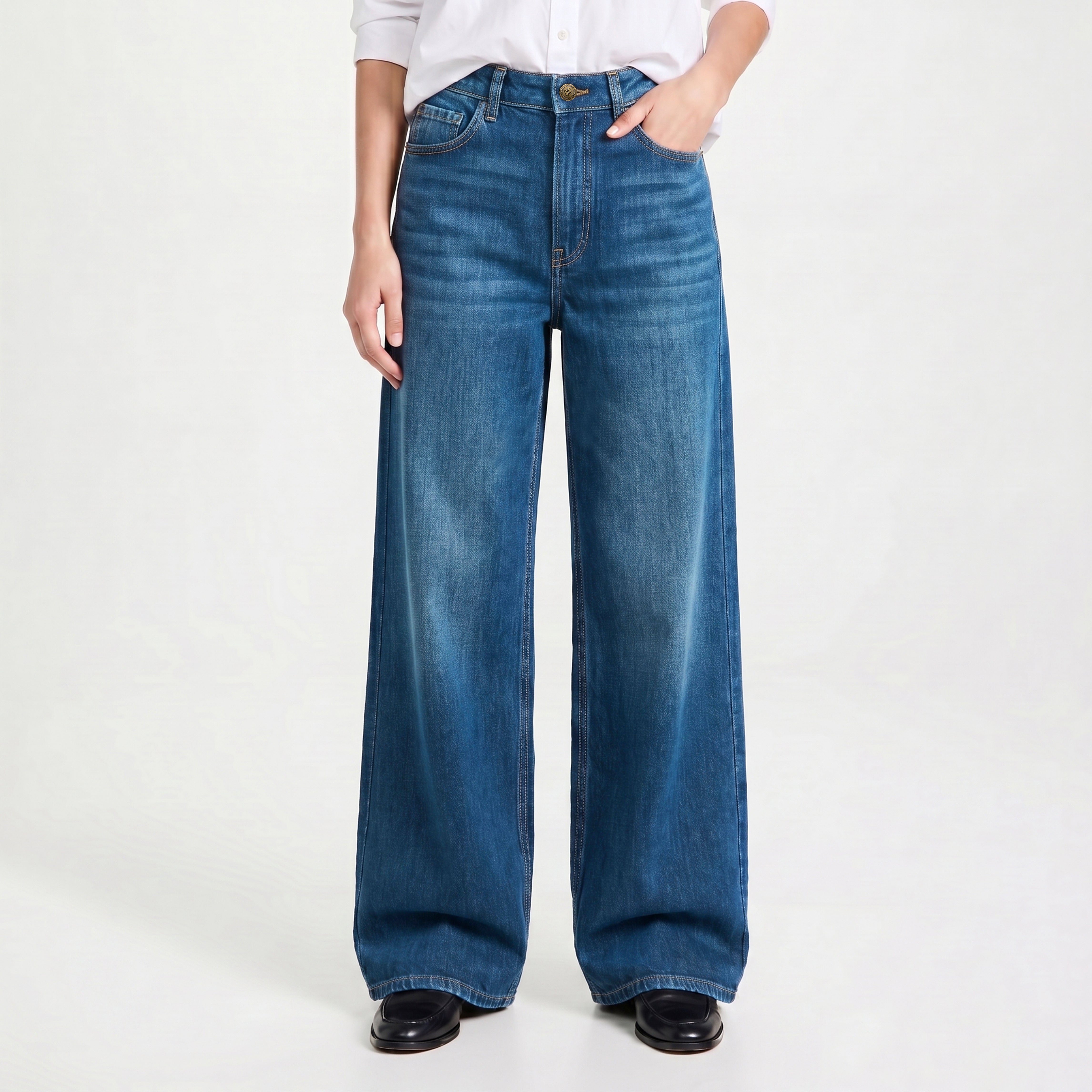 WIDE LEG DENIM - MEDIUM BLUE
