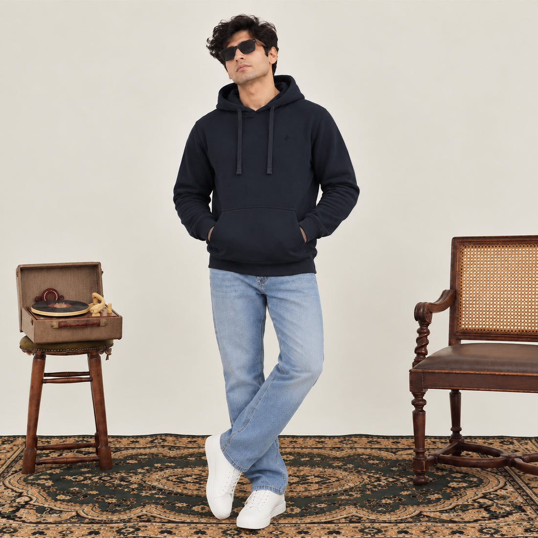 WINTER MEN ML PULLOVER HOODIE - NAVY