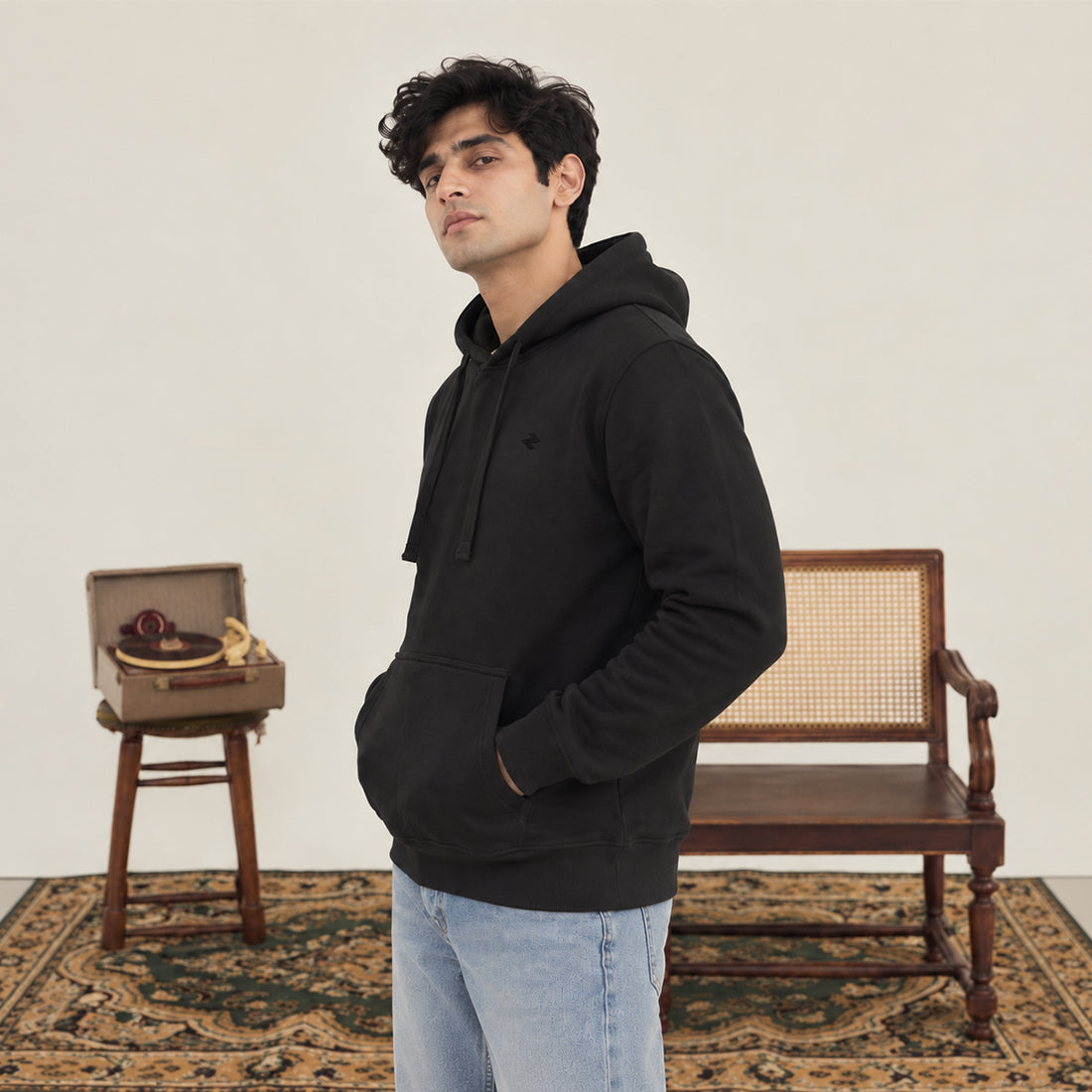MEN HOODIE BLACK NAVZA