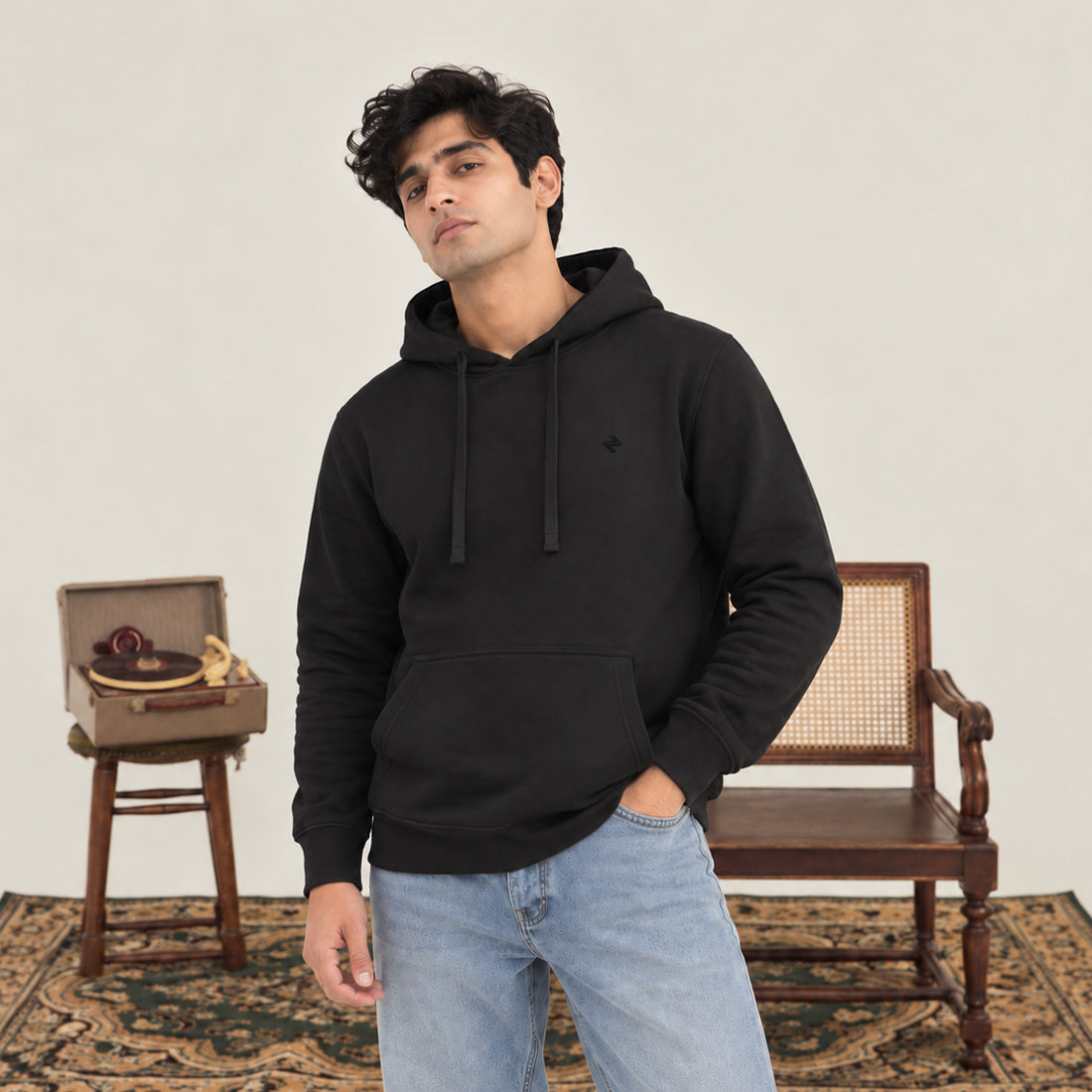 MEN HOODIE BLACK NAVZA