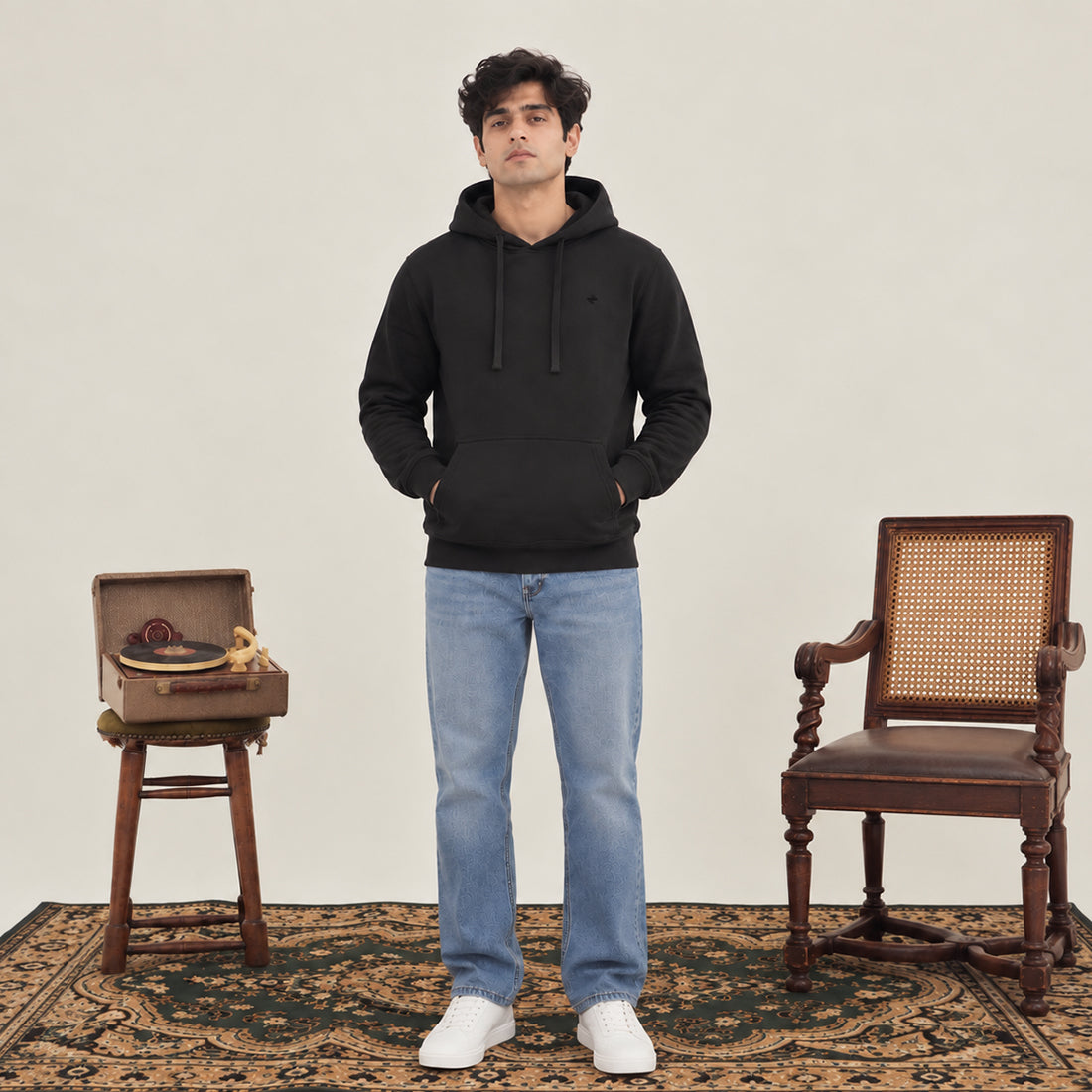 MEN HOODIE BLACK NAVZA