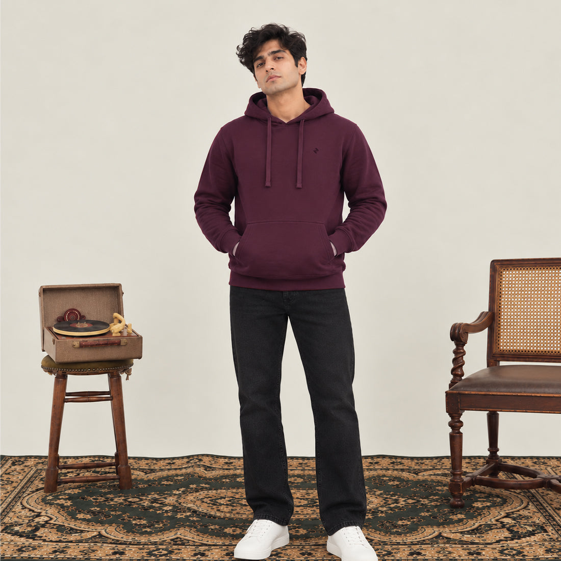 WINTER MEN ML PULLOVER HOODIE – BURGUNDY