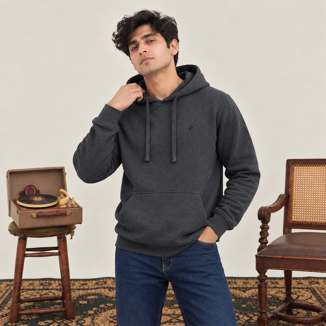 WINTER MEN ML PULLOVER HOODIE – CHARCOAL