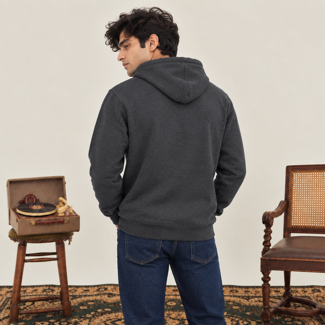 WINTER MEN ML PULLOVER HOODIE – CHARCOAL