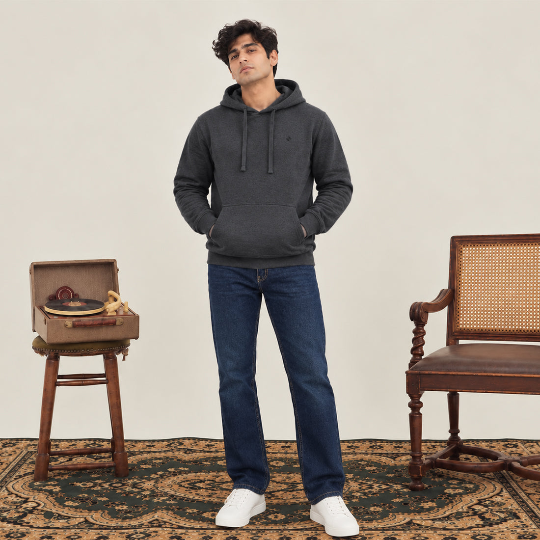 WINTER MEN ML PULLOVER HOODIE – CHARCOAL