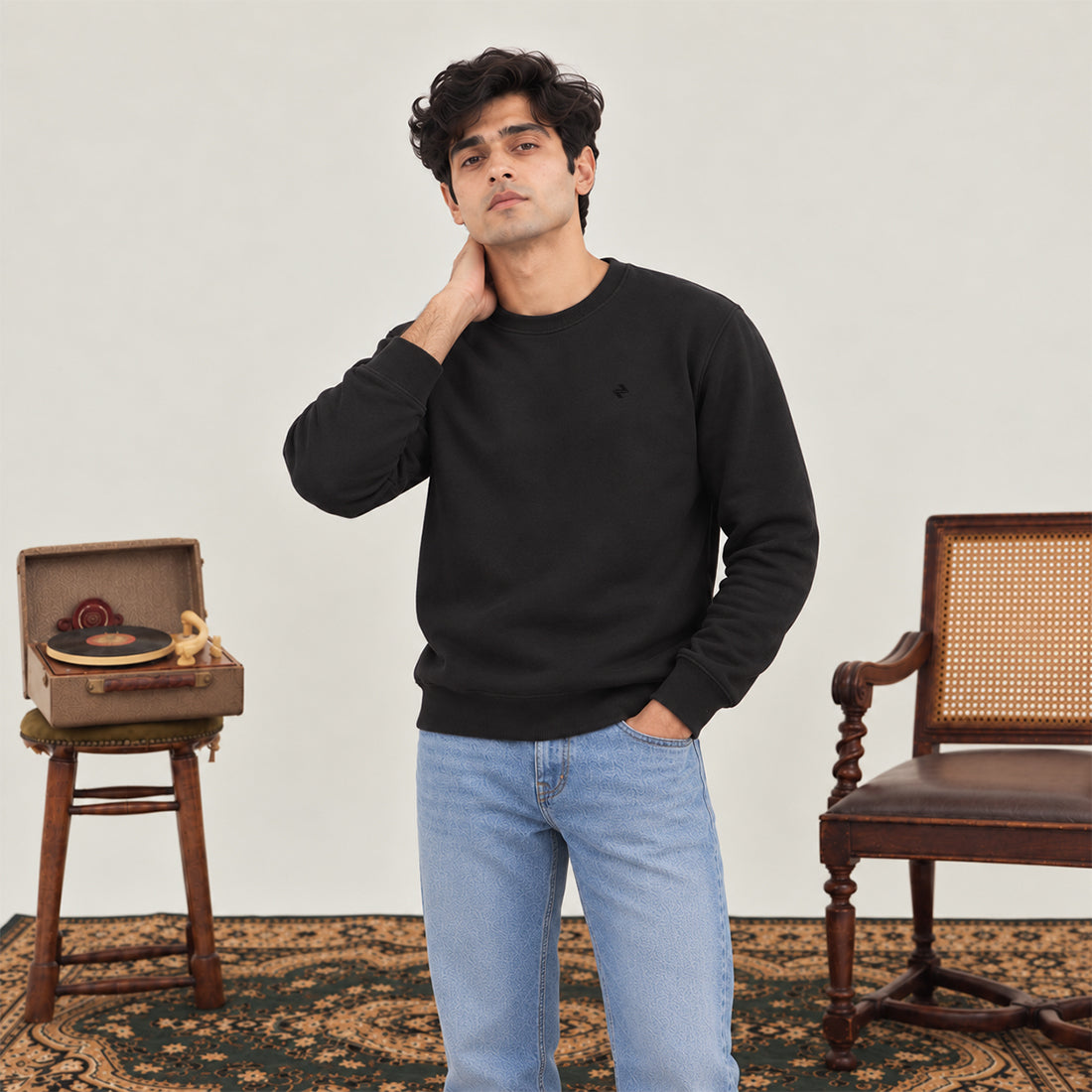 MEN SWEATSHIRT BLACK NAVZA