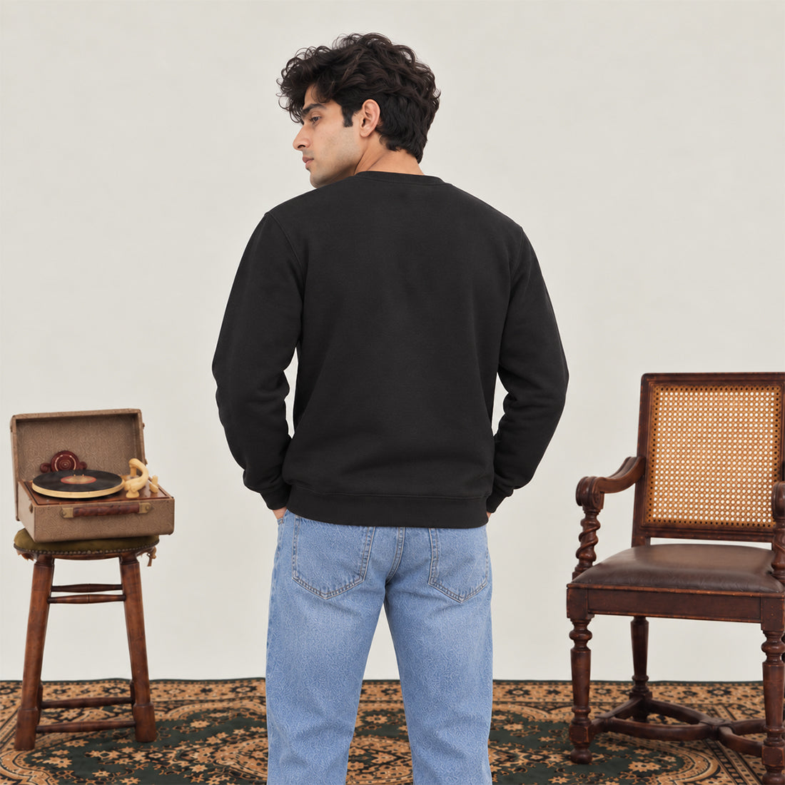 MEN SWEATSHIRT BLACK NAVZA