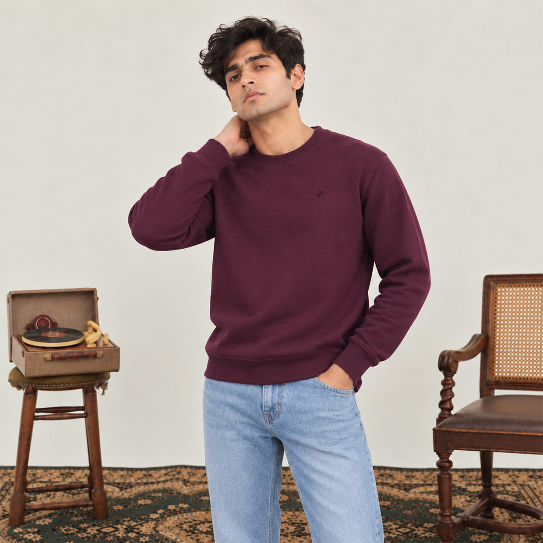 MEN SWEATSHIRT BURGUNDY NAVZA