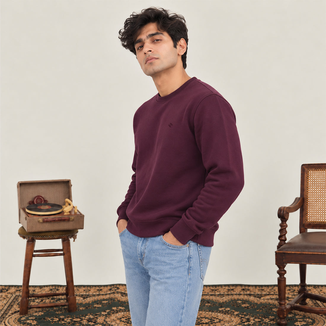 MEN SWEATSHIRT BURGUNDY NAVZA