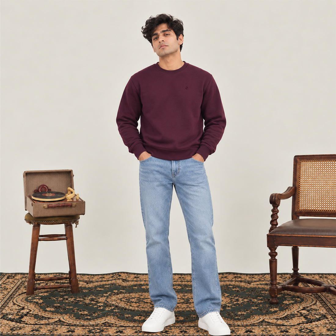 MEN SWEATSHIRT BURGUNDY NAVZA