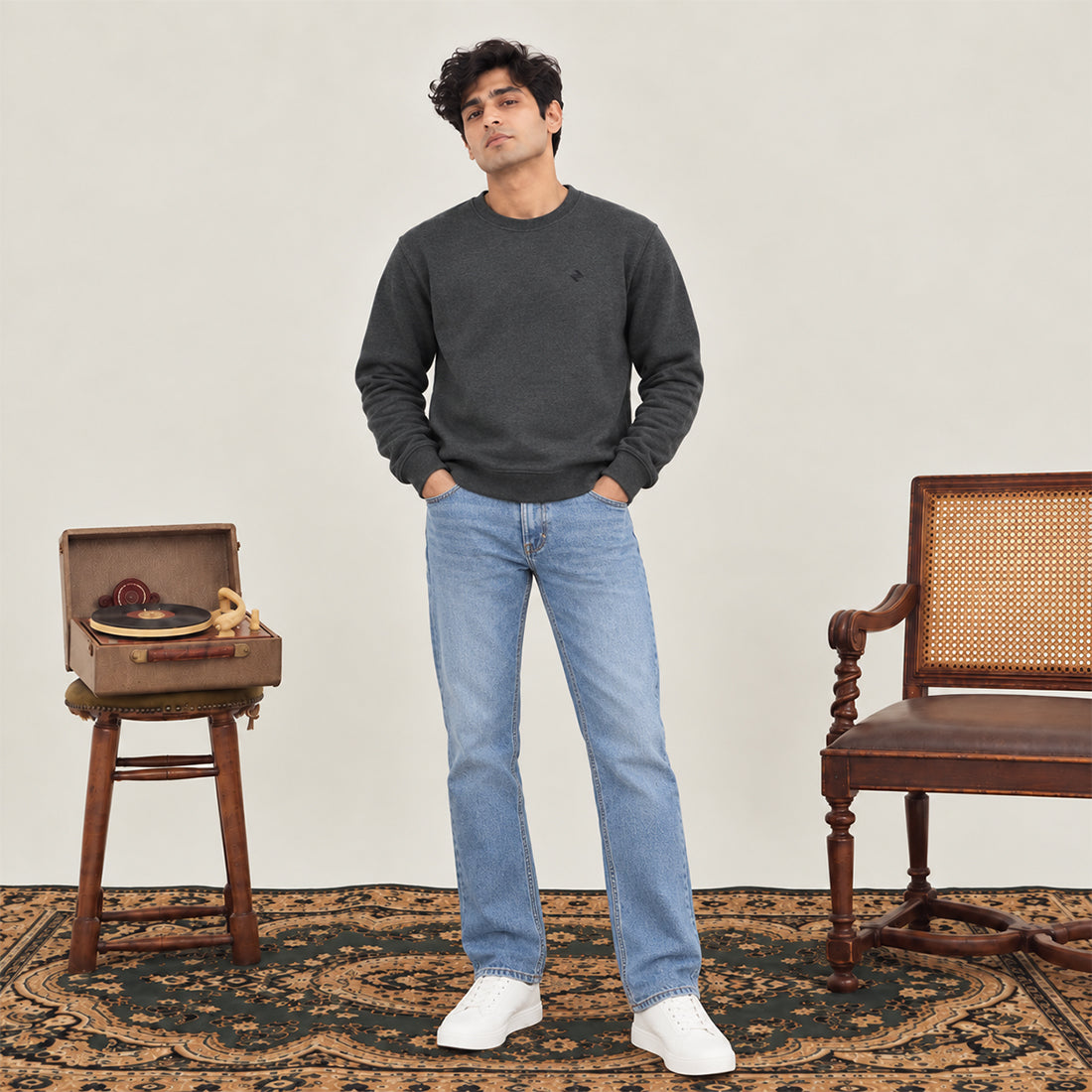 MEN SWEATSHIRT CHARCOAL NAVZA