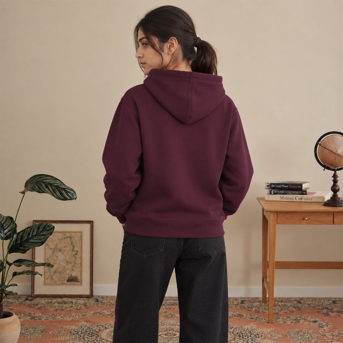 WINTER WOMEN ML PULLOVER HOODIE - BURGUNDY