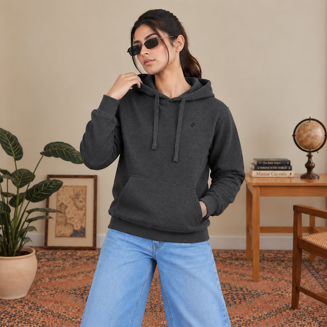 WINTER WOMEN ML PULLOVER HOODIE - CHARCOAL