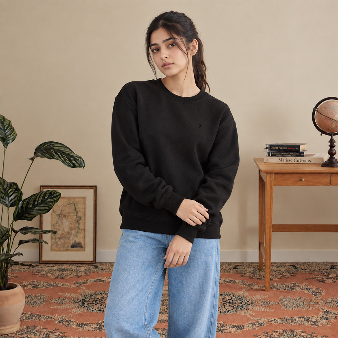 WOMEN SWEATSHIRT BLACK NAVZA