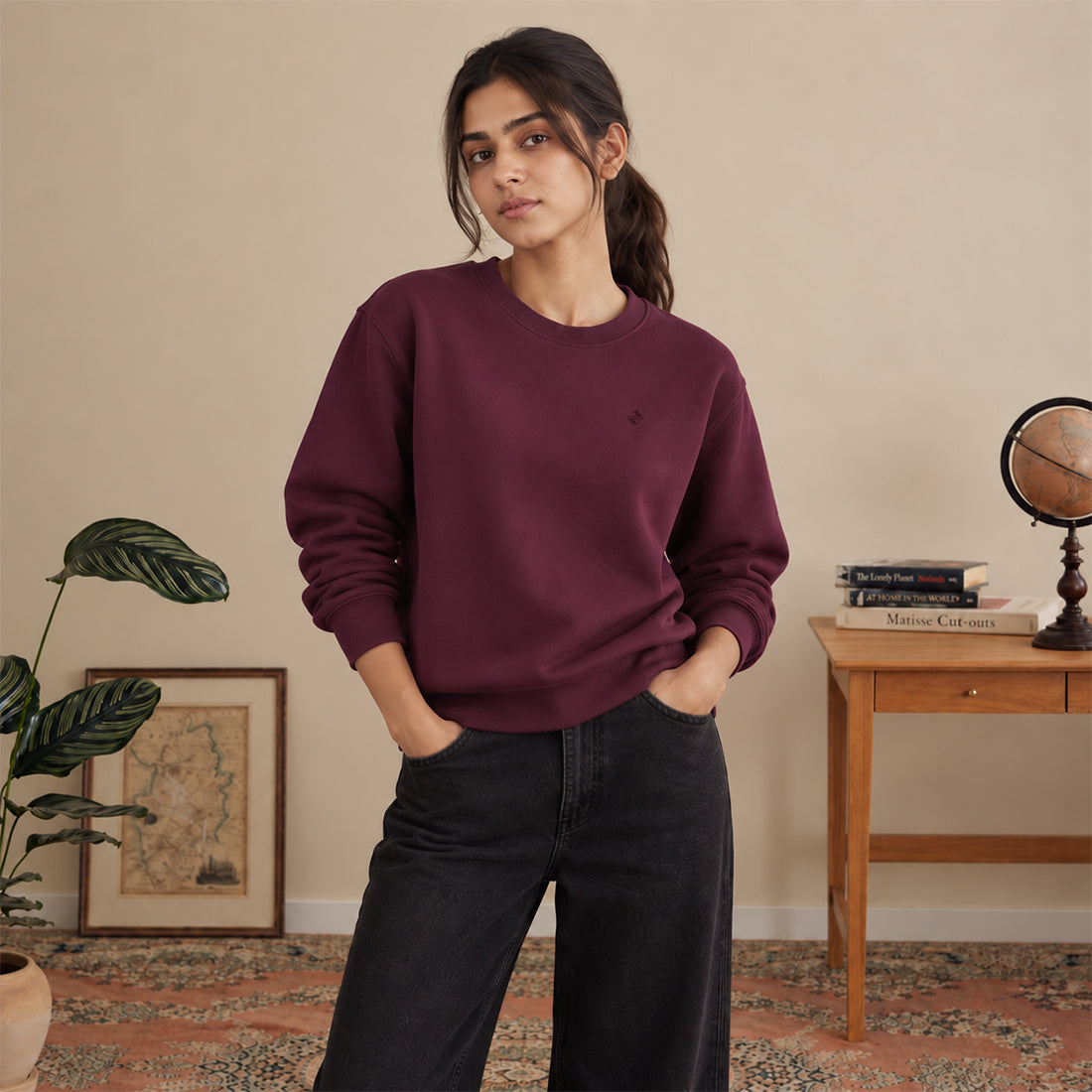 WOMEN SWEATSHIRT BURGUNDY NAVZA