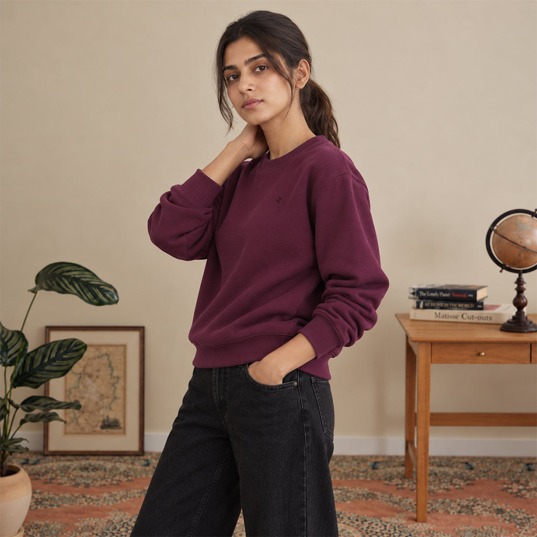 WOMEN SWEATSHIRT BURGUNDY NAVZA