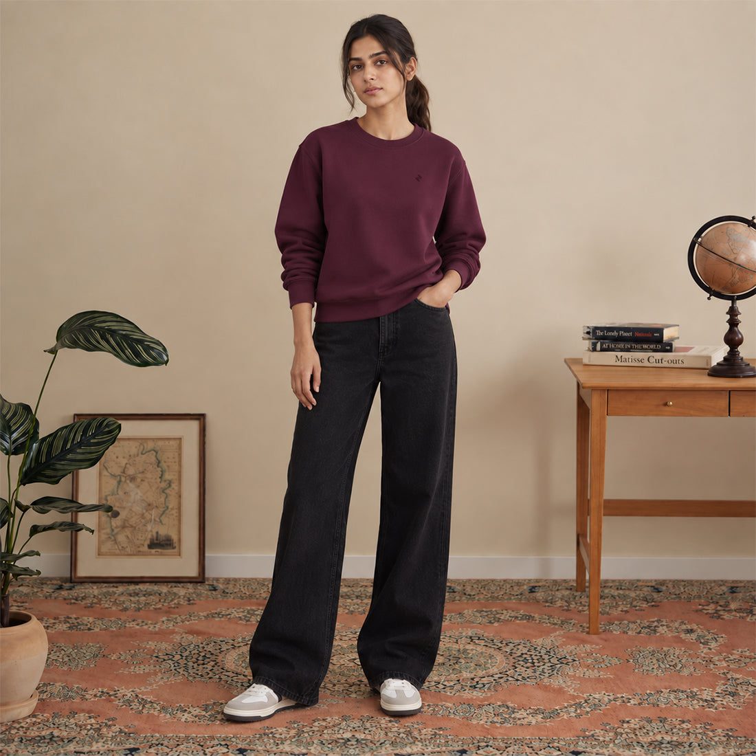WOMEN SWEATSHIRT BURGUNDY NAVZA