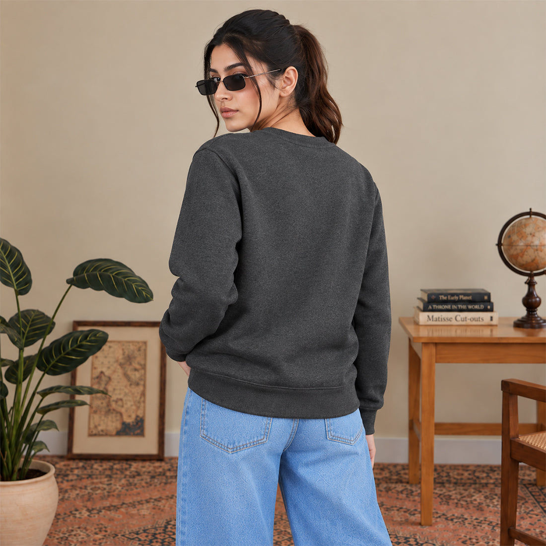 WOMEN SWEATSHIRT CHARCOAL NAVZA