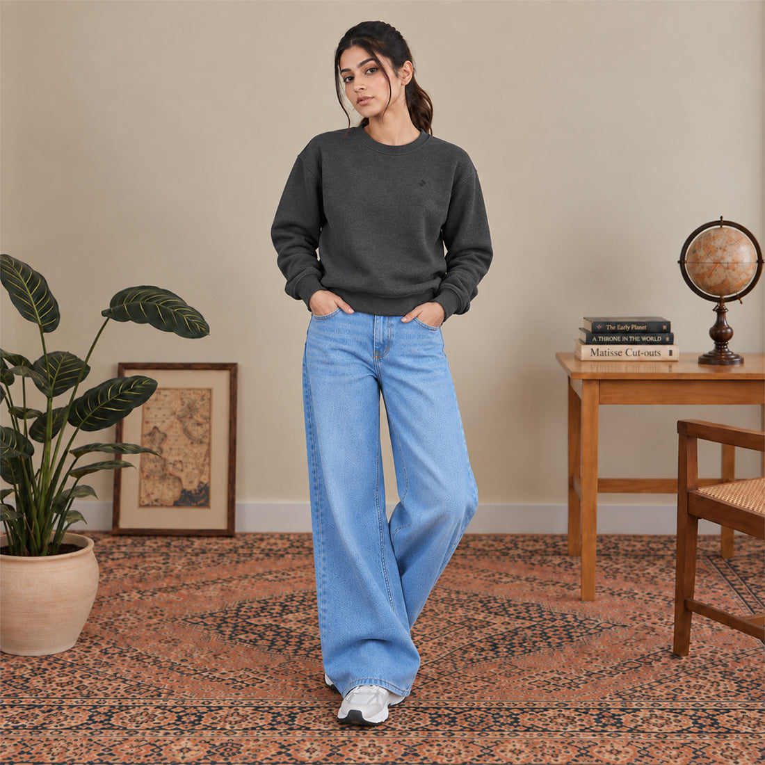 WOMEN SWEATSHIRT CHARCOAL NAVZA