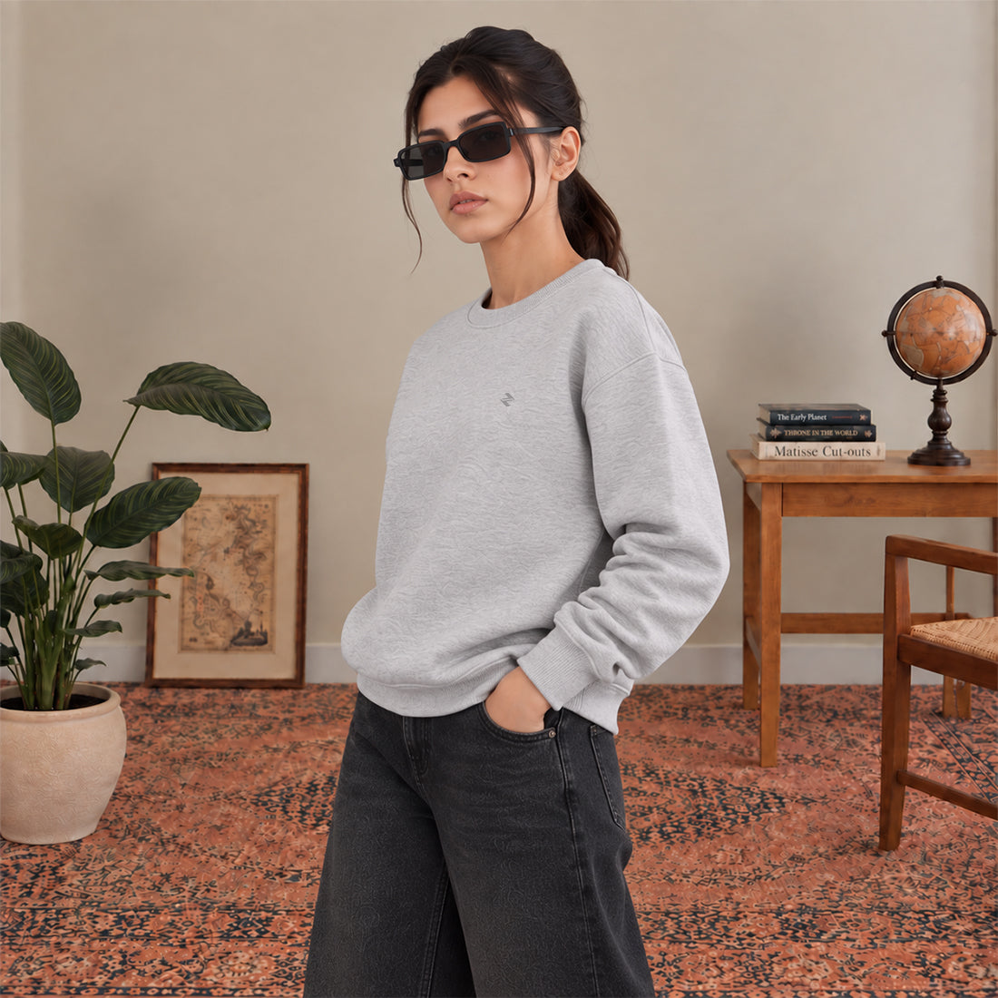 WOMEN SWEATSHIRT GREY NAVZA