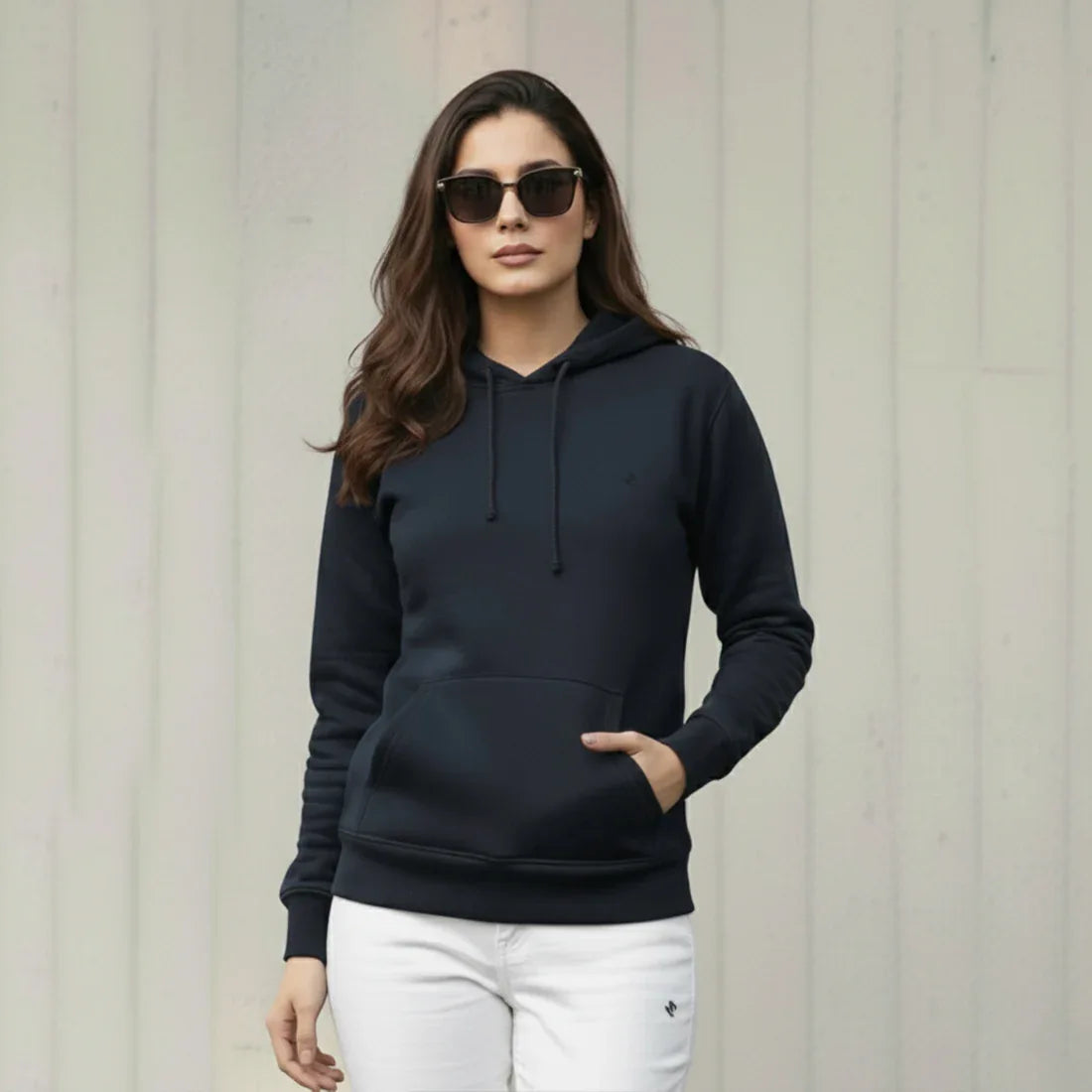 WOMEN ML PULLOVER HOODIE - NAVY - NAVZA