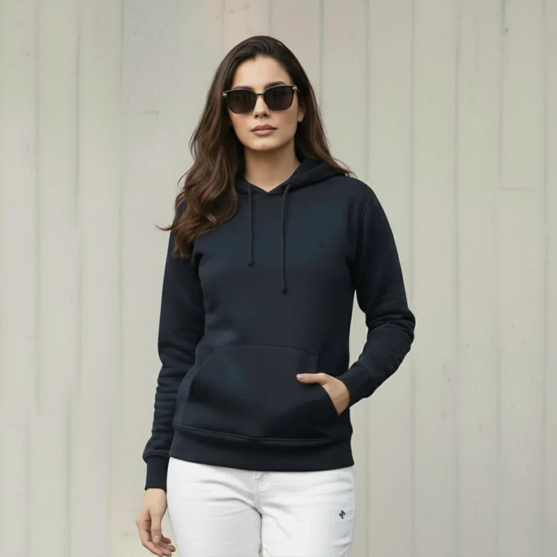 WOMEN ML PULLOVER HOODIE - NAVY - NAVZA