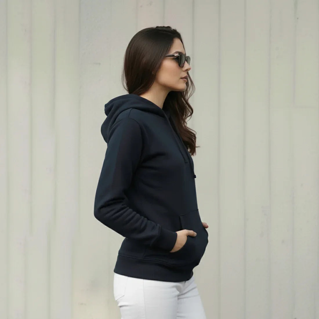 WOMEN ML PULLOVER HOODIE - NAVY - NAVZA