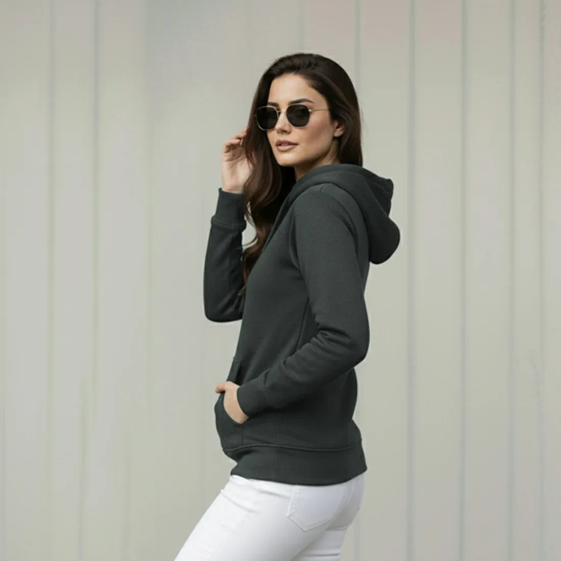 WOMEN ML PULLOVER HOODIE - CHARCOAL - NAVZA