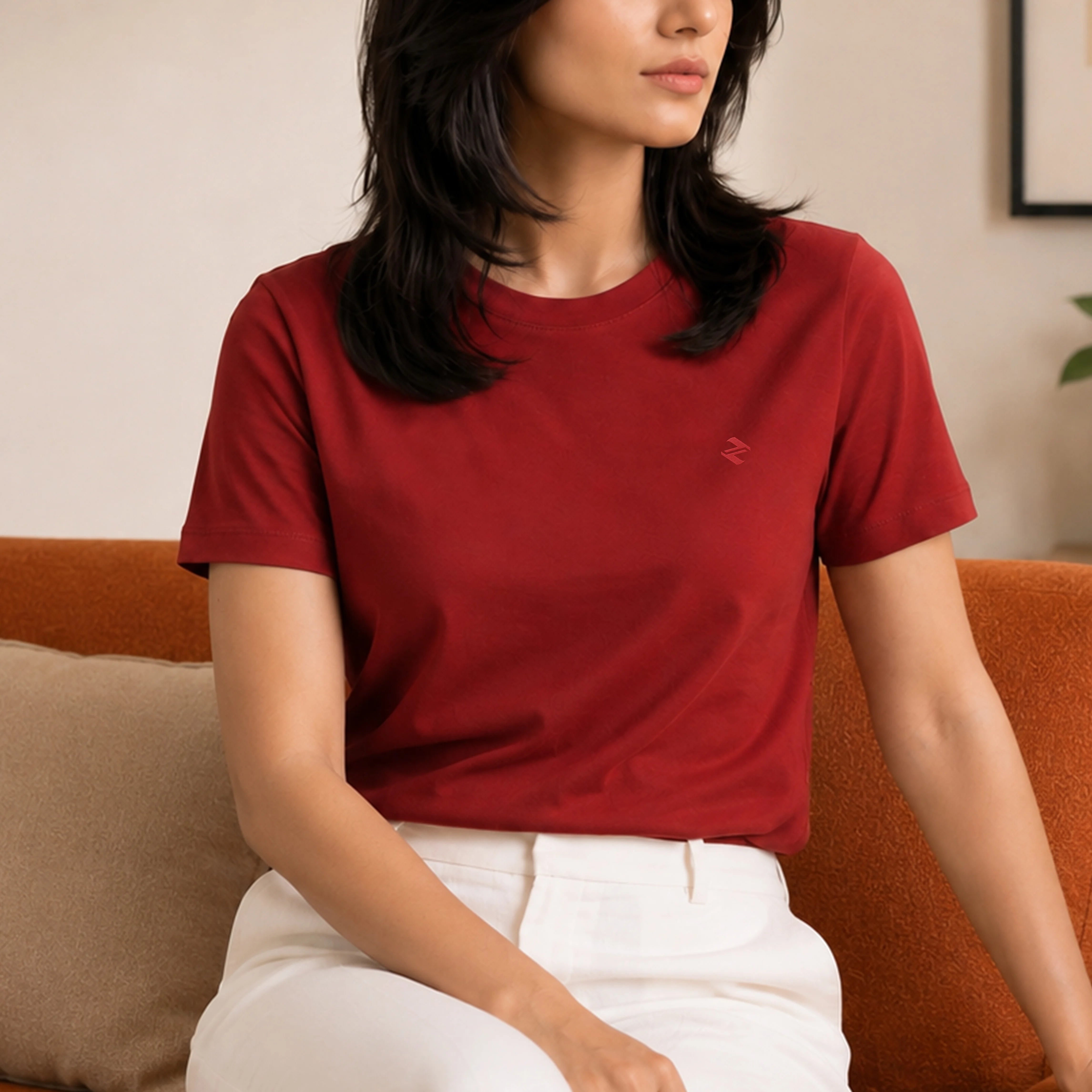 WOMEN ML REGULAR FIT TEE – RED