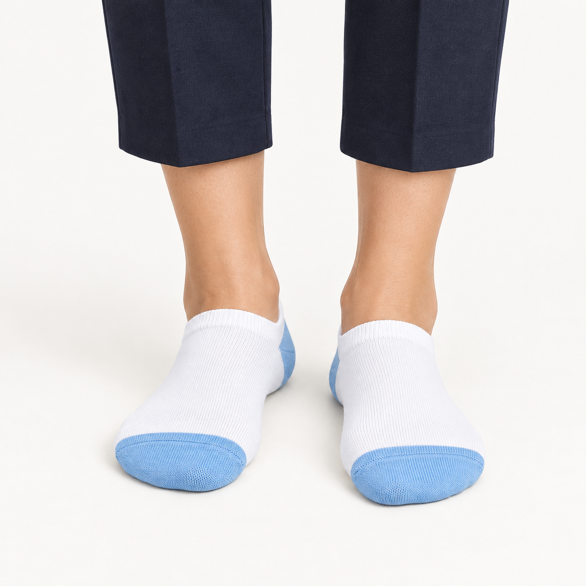 WOMEN NO SHOW SOCKS WHITE AND BLUE NAVZA