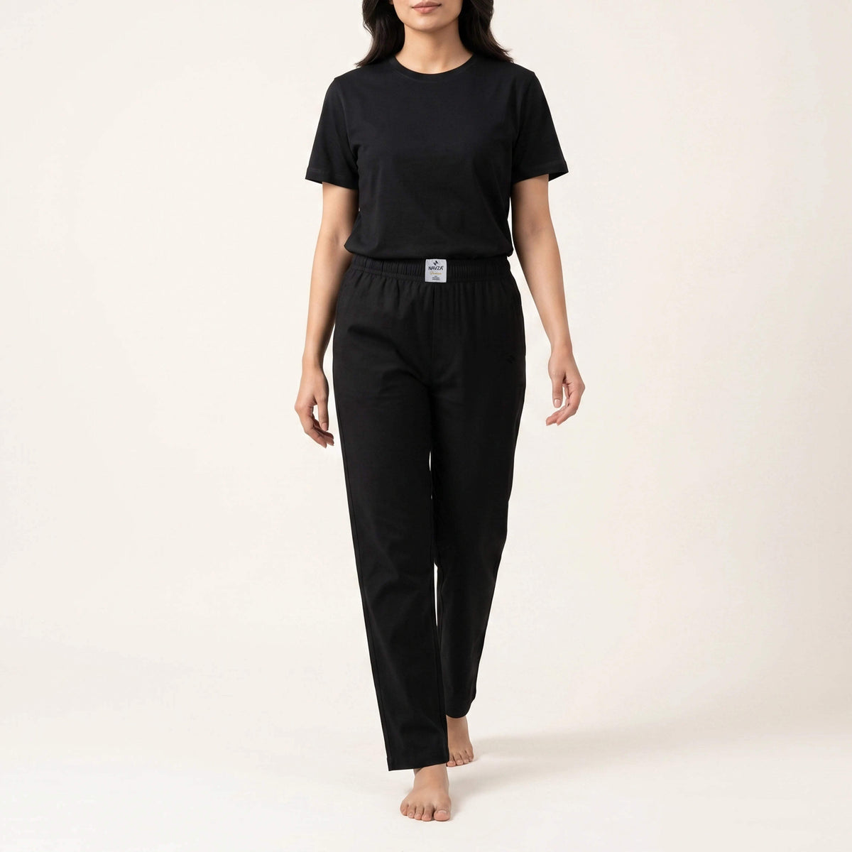 WOMEN BLACK UNDERTEE AND JERSEY TROUSER BLACK NAVZA