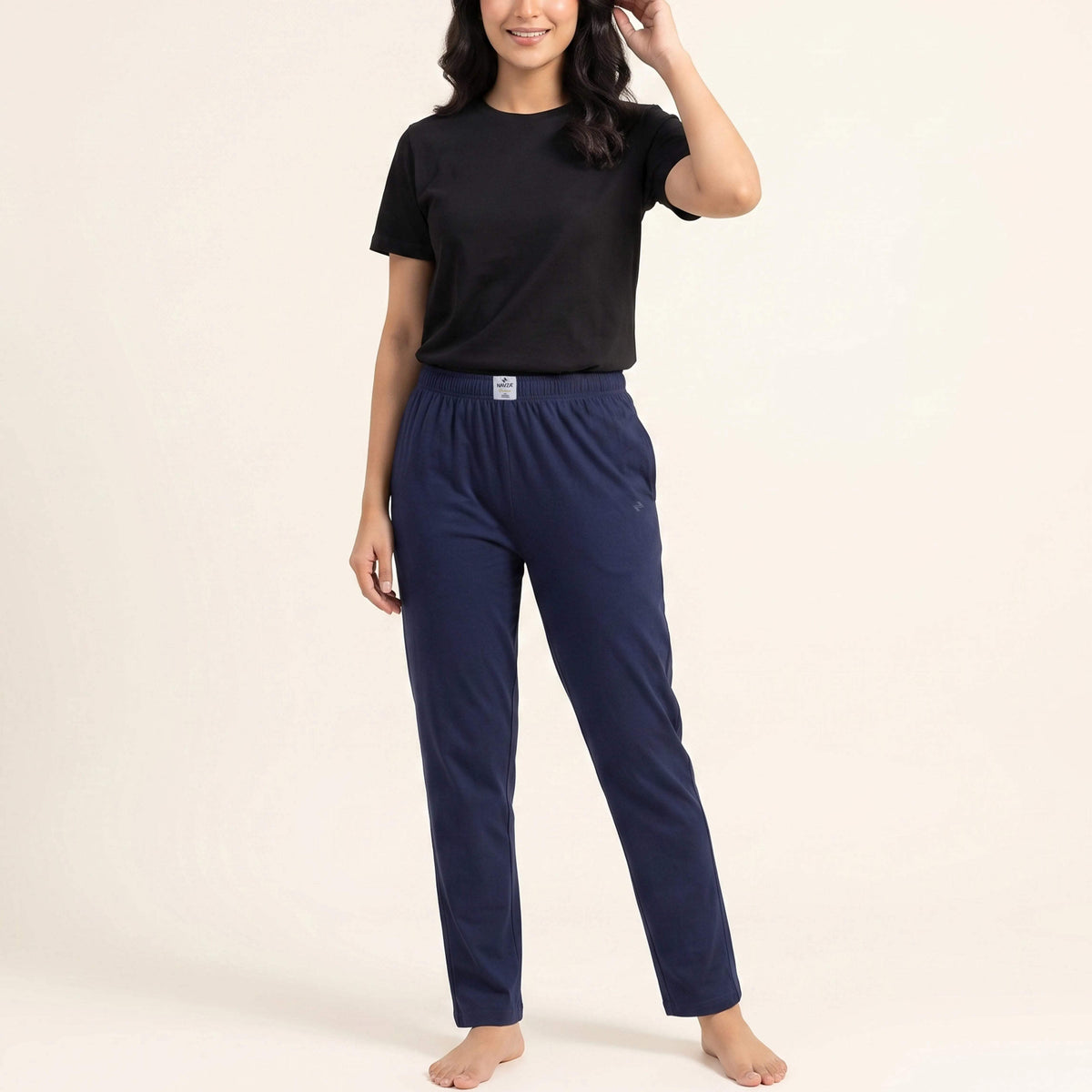 WOMEN BLACK UNDERTEE AND JERSEY TROUSER NAVY NAVZA