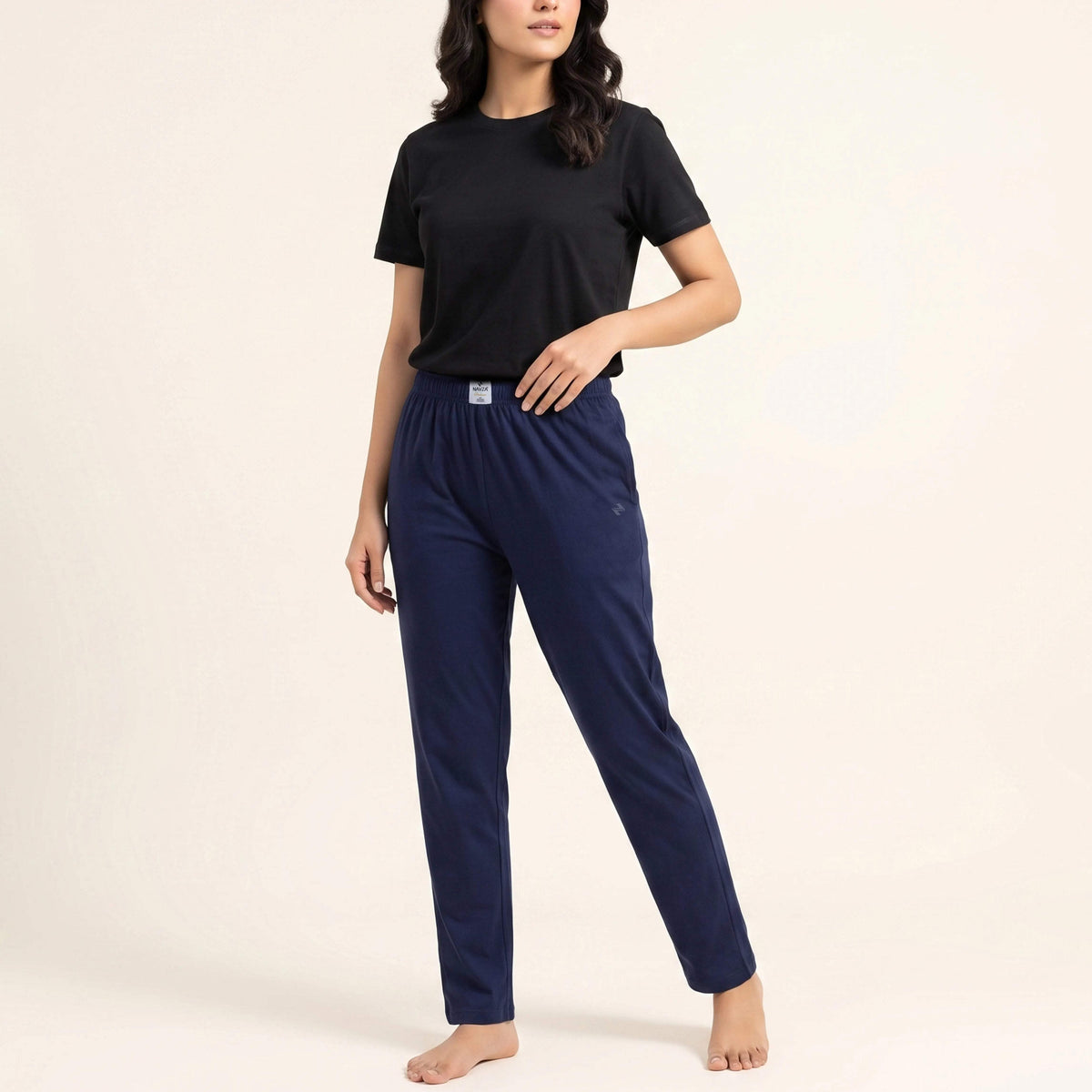 WOMEN BLACK UNDERTEE AND JERSEY TROUSER NAVY NAVZA