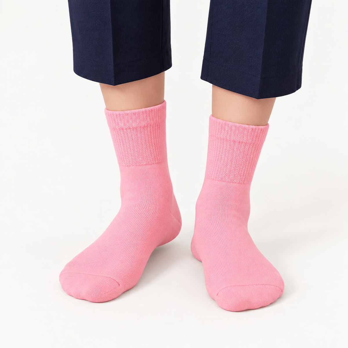 WOMEN SHORT CREW SOCKS PINK NAVZA