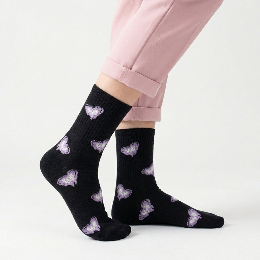 WOMEN CREW SOCKS BLACK | NAVZA