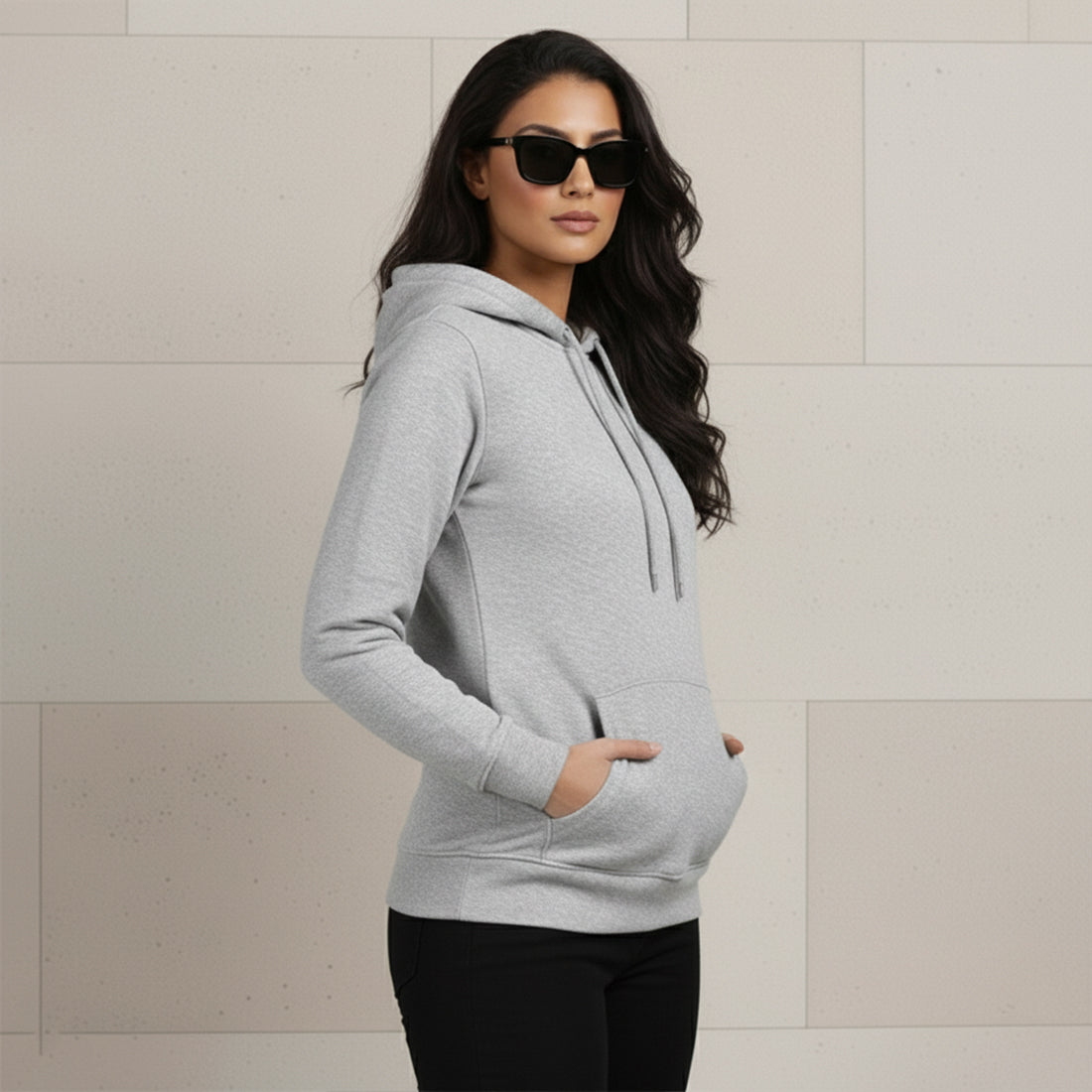 WOMEN ML PULLOVER HOODIE - GREY